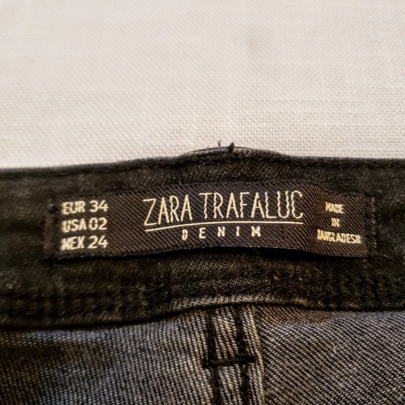 ZARA Skinny Jeans, Black Distressed Ankle Zip, 2 - Picture 10 of 14